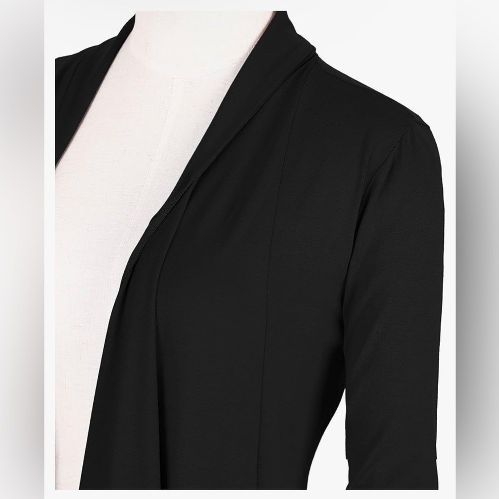 Women's Black Flowy Duster Cardigan NWT Medium Boho Chic Coastal Layering - Picture 4 of 6